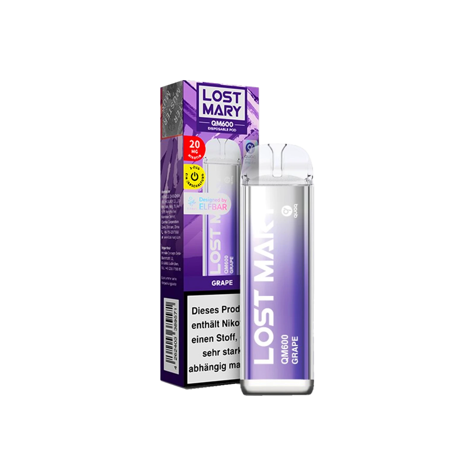 Lost Mary - QM600 - Grape - Vapestick - 20 mg | Alle neuen Sorten günstig online kaufen - Hookain E-Shisha Onlineshop