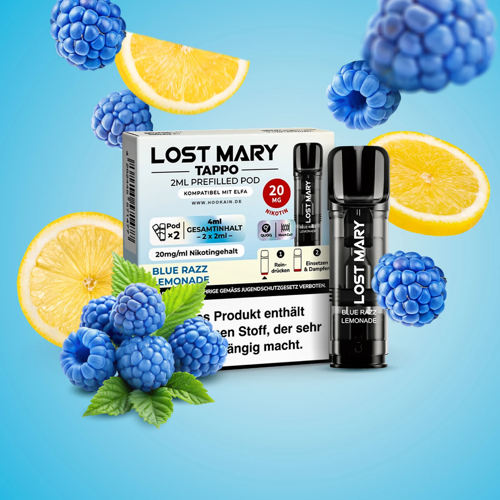 Lost Mary Tappo Blue Razz Lemonade : Umweltfreundliches Pod-System mit Prefilled Pods