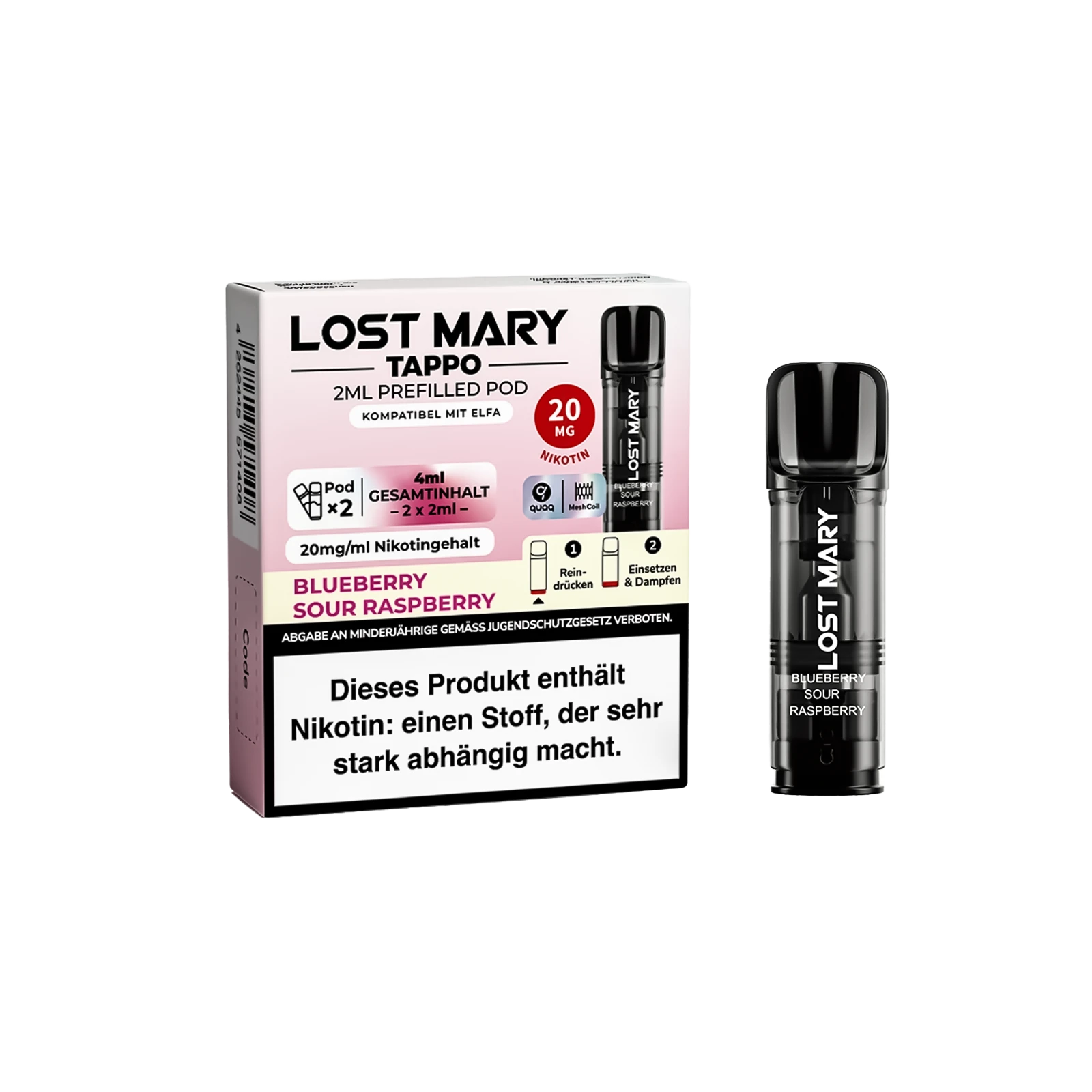 Lost Mary Tappo Blueberry Sour Raspberry : Umweltfreundliches Pod-System mit Prefilled Pods 2