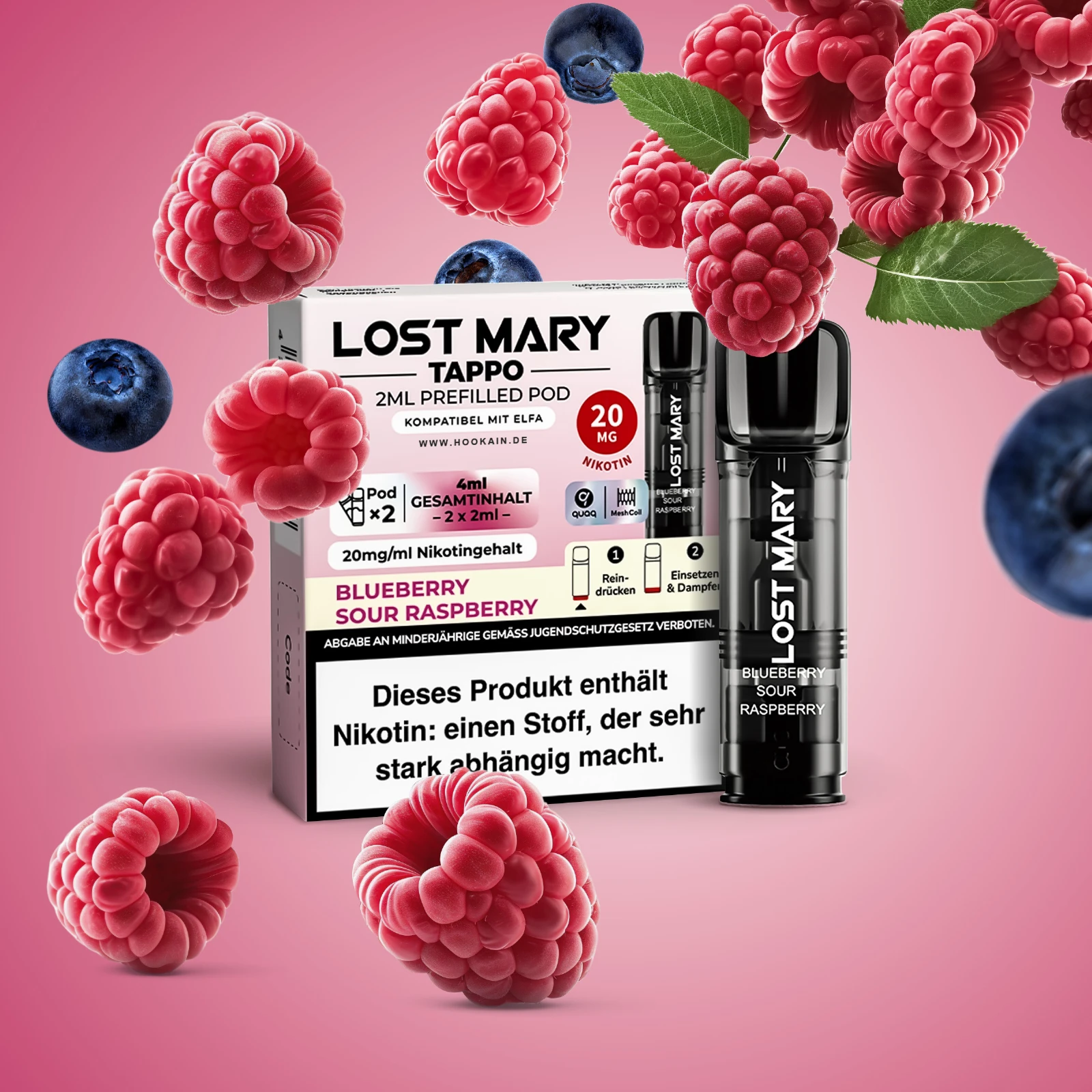 Lost Mary Tappo Blueberry Sour Raspberry : Umweltfreundliches Pod-System mit Prefilled Pods