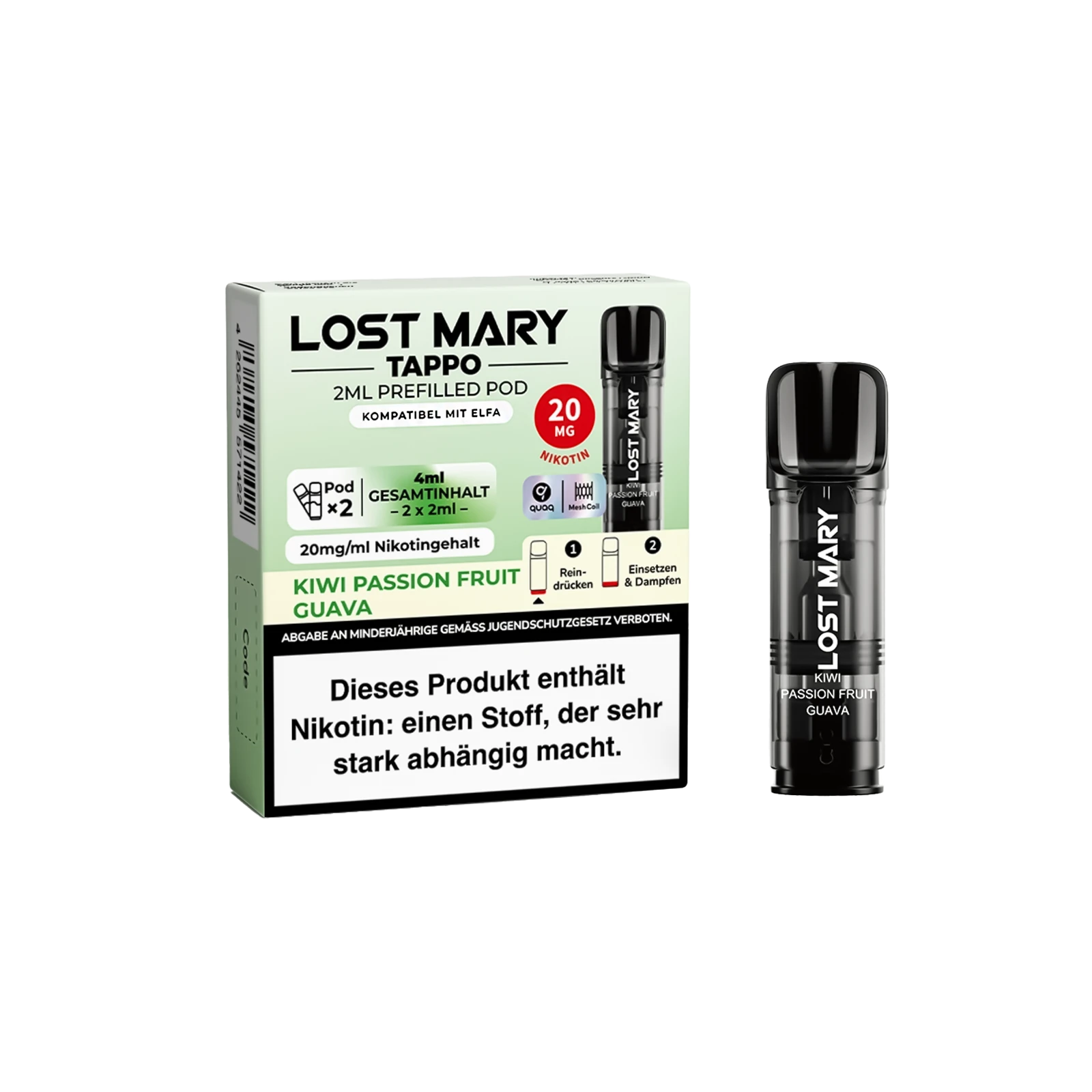 Lost Mary Tappo Kiwi Passionfruit Guava: Umweltfreundliches Pod-System mit Prefilled Pods 2