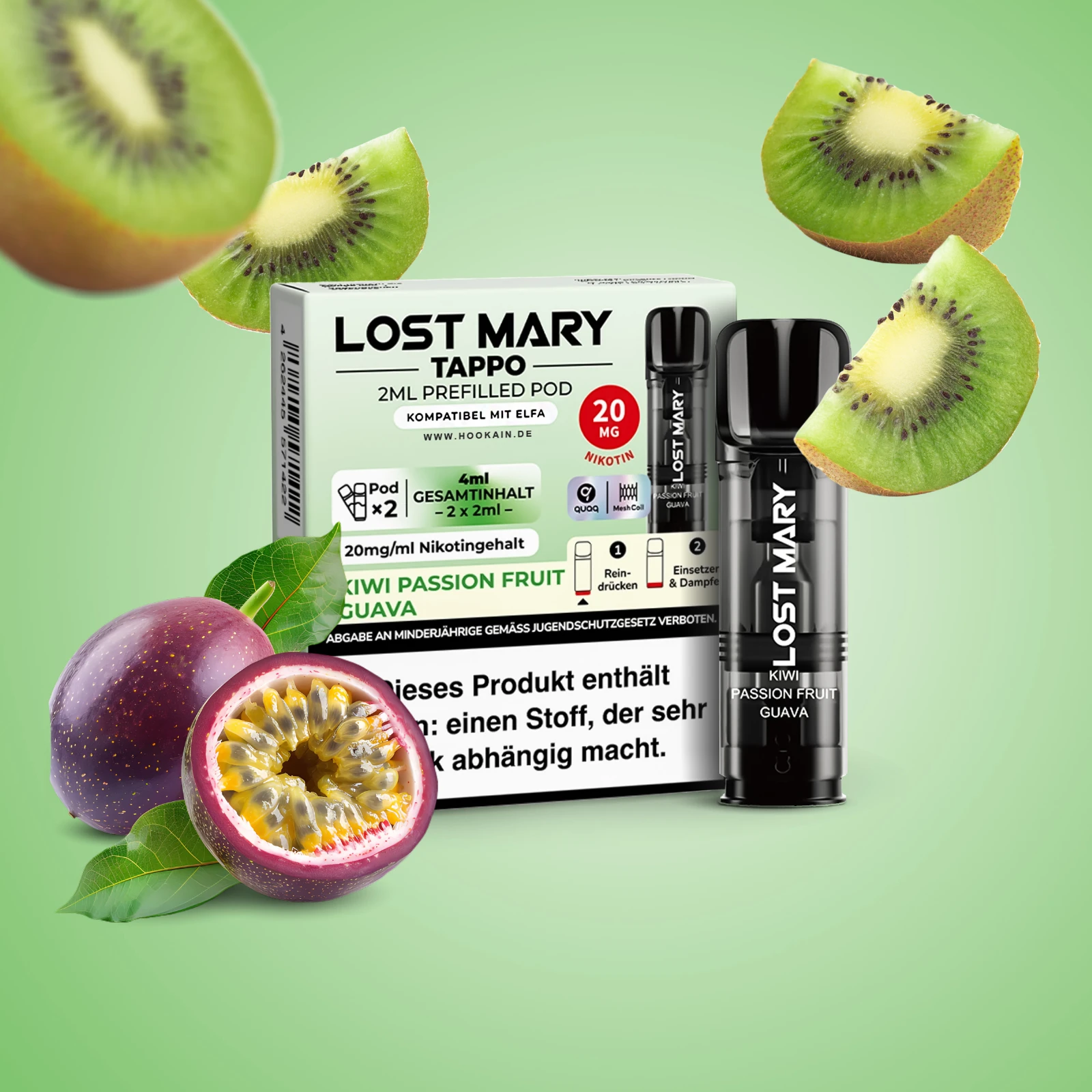 Lost Mary Tappo Kiwi Passionfruit Guava: Umweltfreundliches Pod-System mit Prefilled Pods