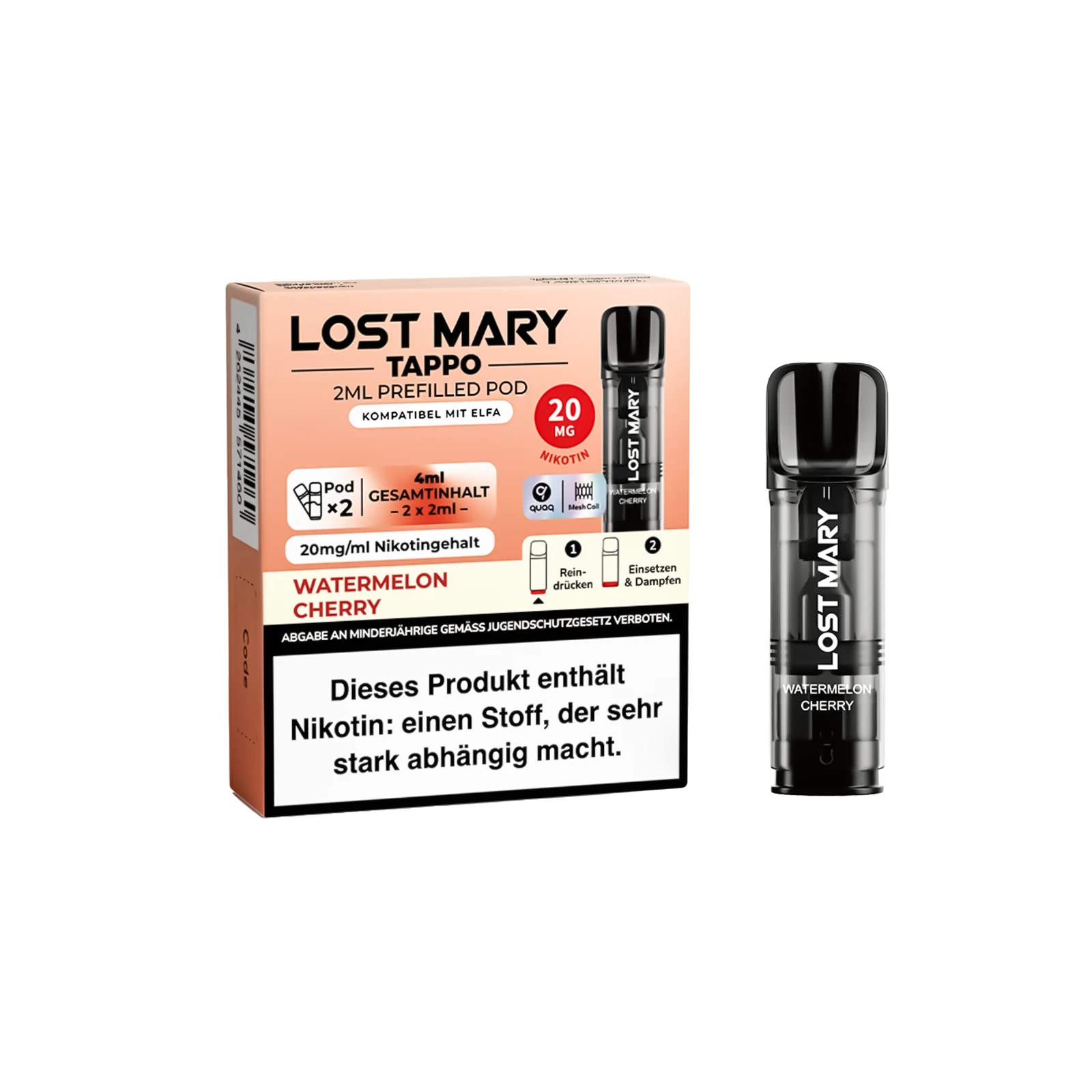 Lost Mary Tappo Watermelon Cherry: Umweltfreundliches Pod-System mit Prefilled Pods 2