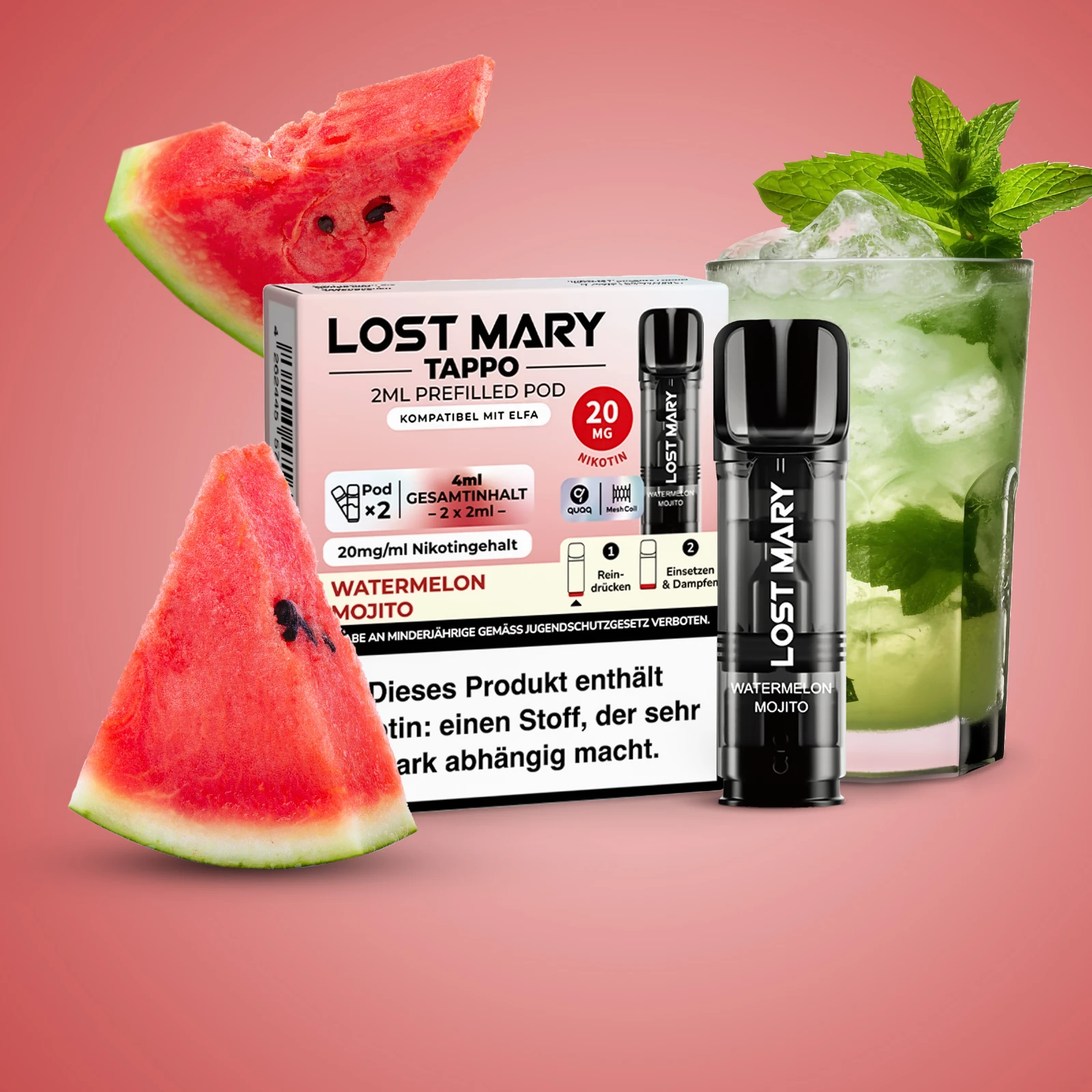 Lost Mary Tappo Watermelon Mojito: Umweltfreundliches Pod-System mit Prefilled Pods
