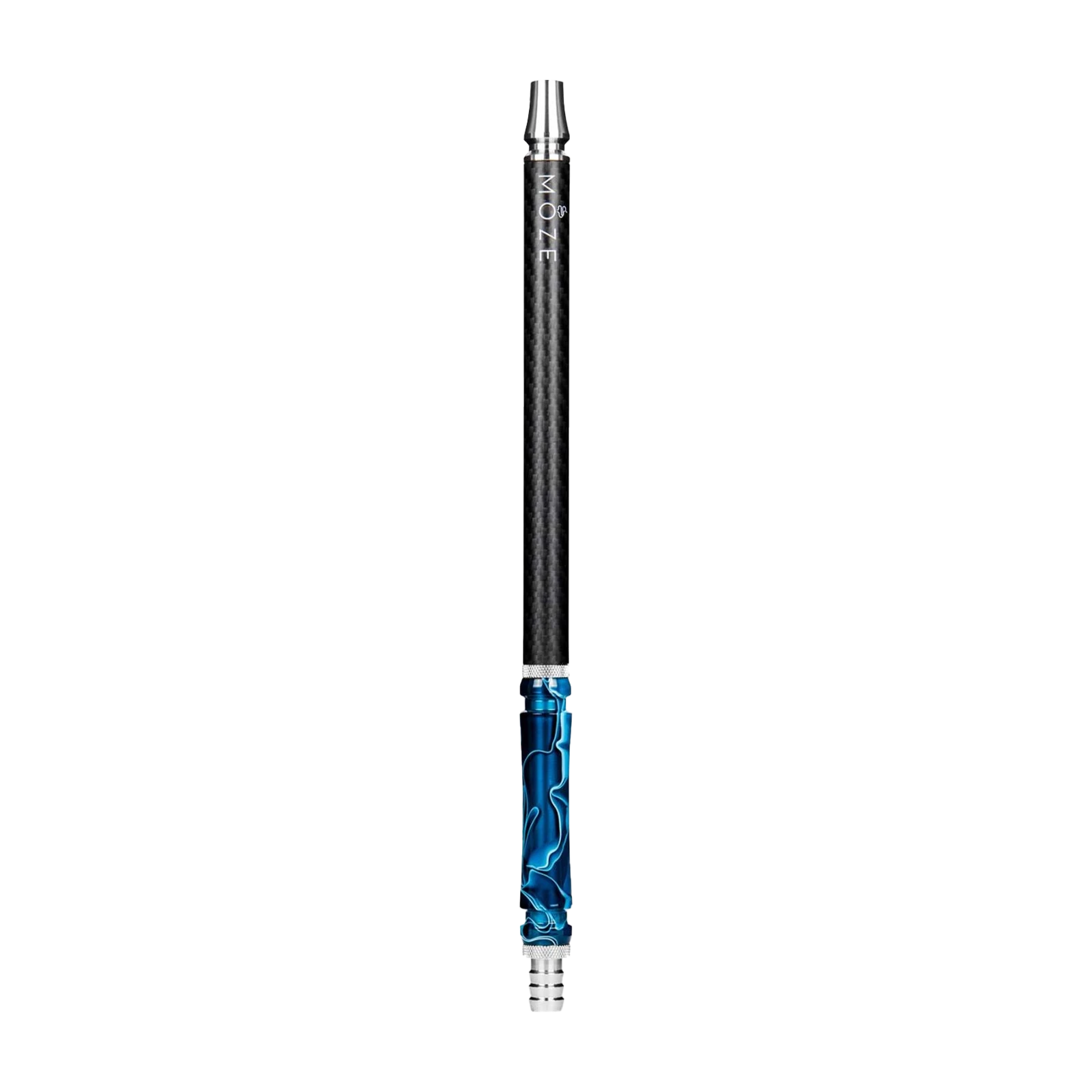 Moze Carbon Mouthpiece in Wavy Blue, elegantes Shisha-Mundstück aus Carbon und Edelstahl. 1