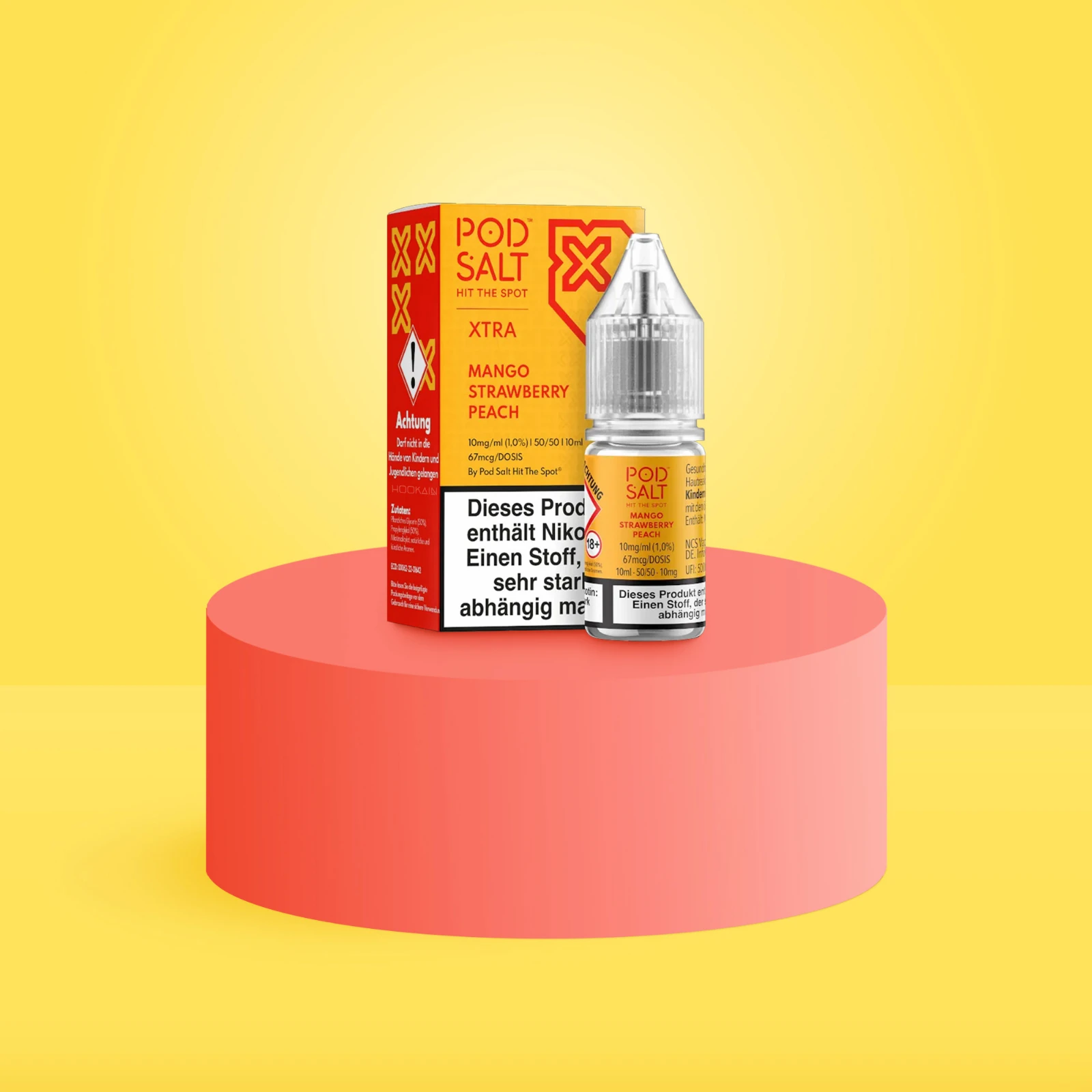 Pod Salt Xtra Nikotinsalz E-Liquid Mango Strawberry Peach 10 ml mit 10 mg günstig bestellen 1