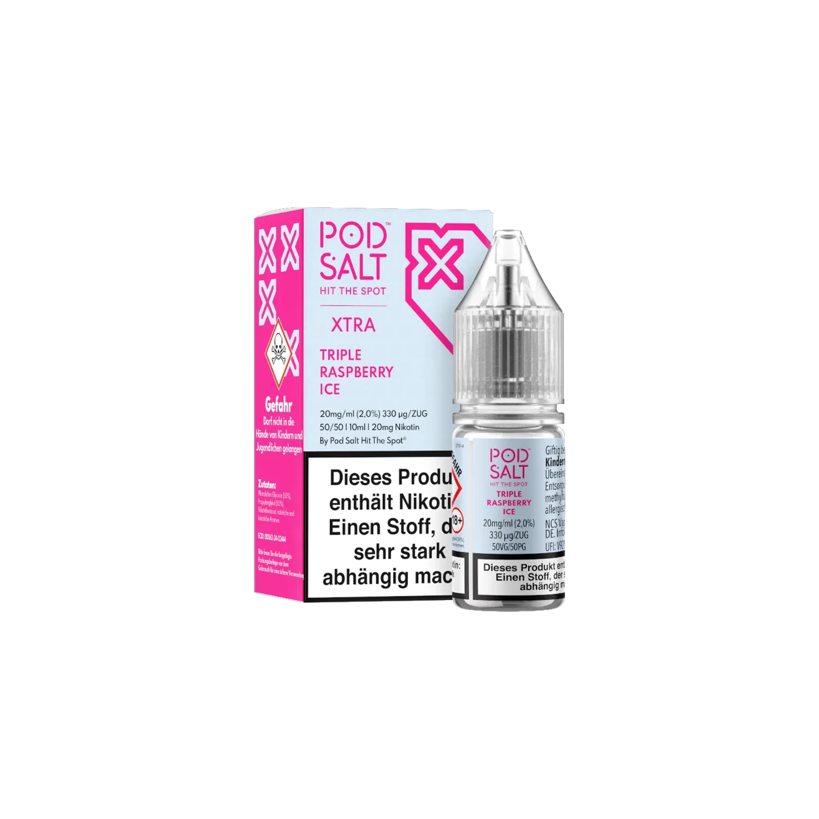 Pod Salt Xtra Nikotinsalz E-Liquid Triple Raspberry Ice 10 ml mit 20 mg günstig bestellen 2