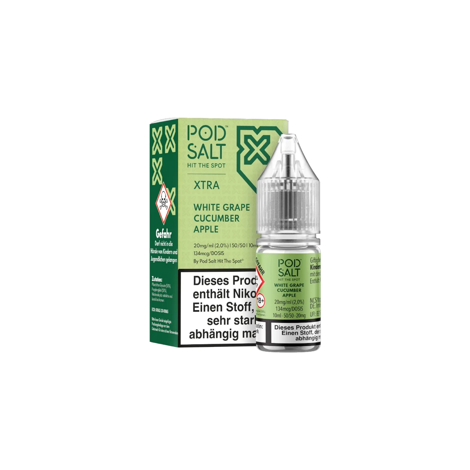 Pod Salt Xtra Nikotinsalz E-Liquid White Grape Cucumber Apple 10 ml mit 20 mg günstig bestellen 2