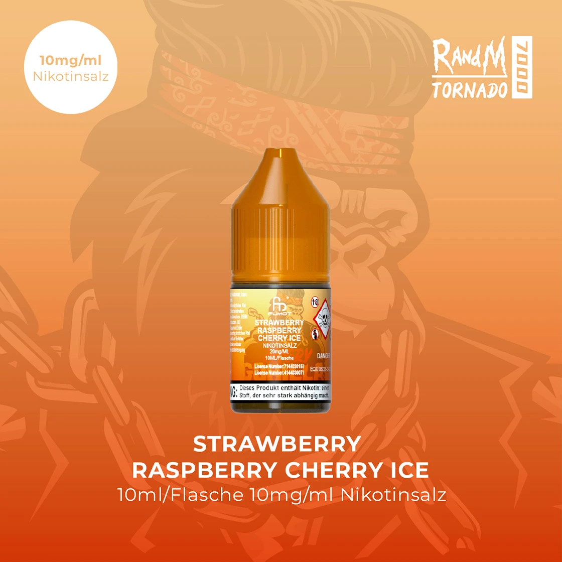 RandM Tornado 7000 | Straw Rasberry Cherry Ice E-Liquid Nikotinsalz 10 mg 1