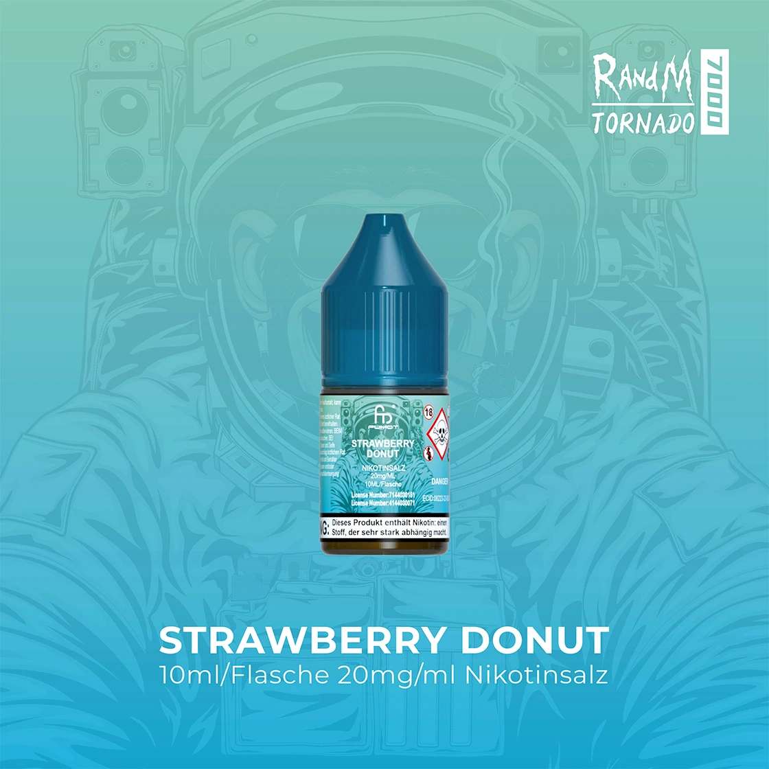 RandM Tornado 7000 Strawberry Donut E-Liquid Nikotinsalz 20 mg | Vape Liquids 1