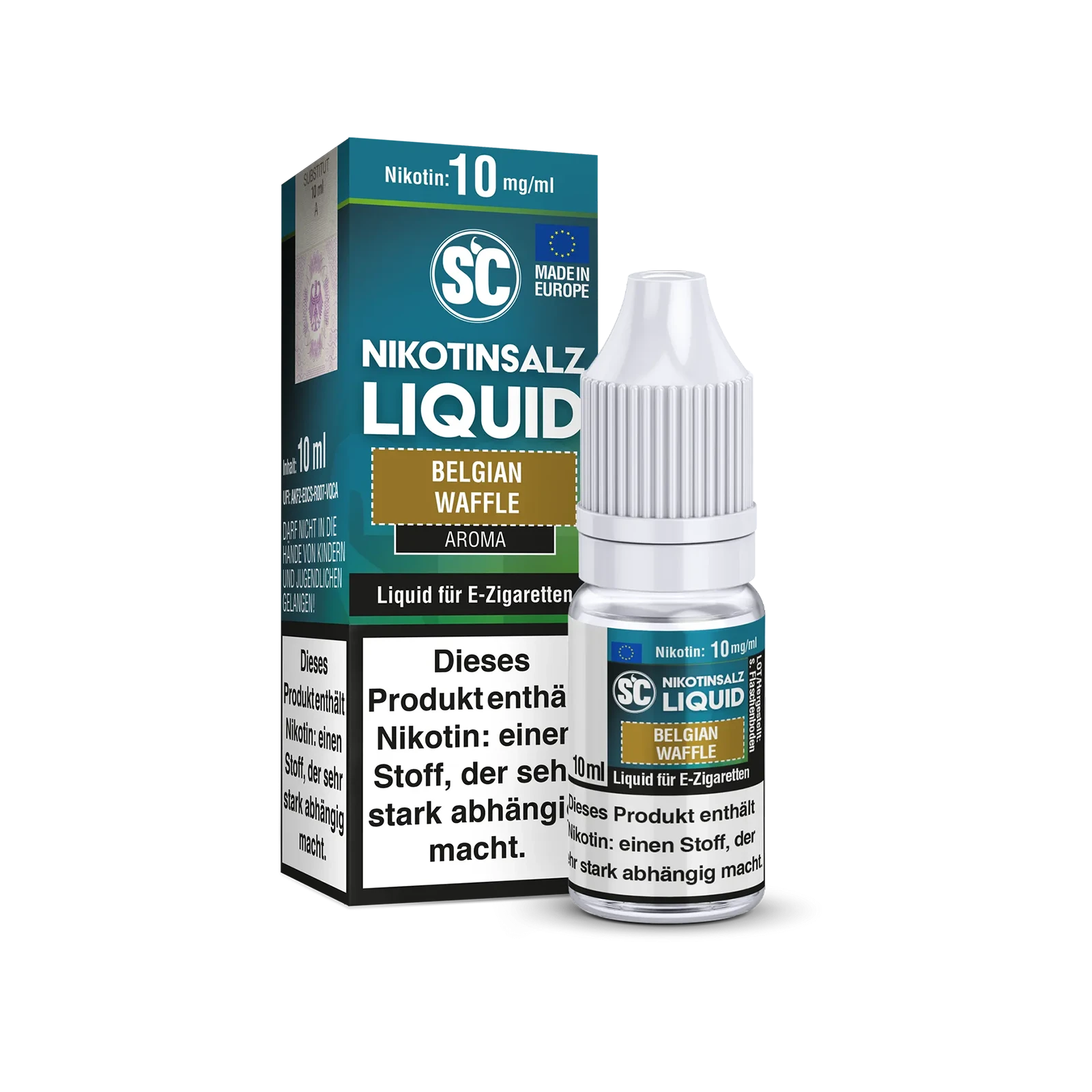 SC Belgian Waffle Nikotinsalz Liquid 10ml Flasche mit 10mg/ml Nikotin 1