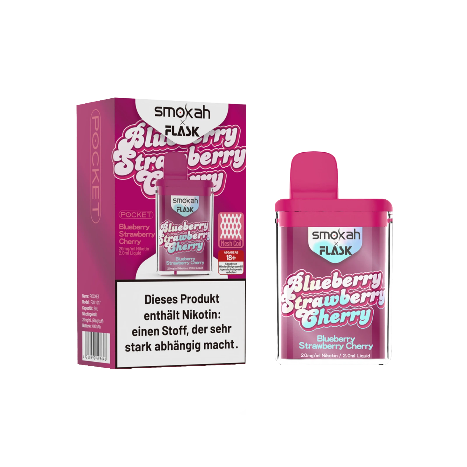 Smokah - Flask - Blueberry Strawberry Cherry - Vapestick | Alle neuen Sorten günstig online kaufen - Hookain E-Shisha Onlineshop 2