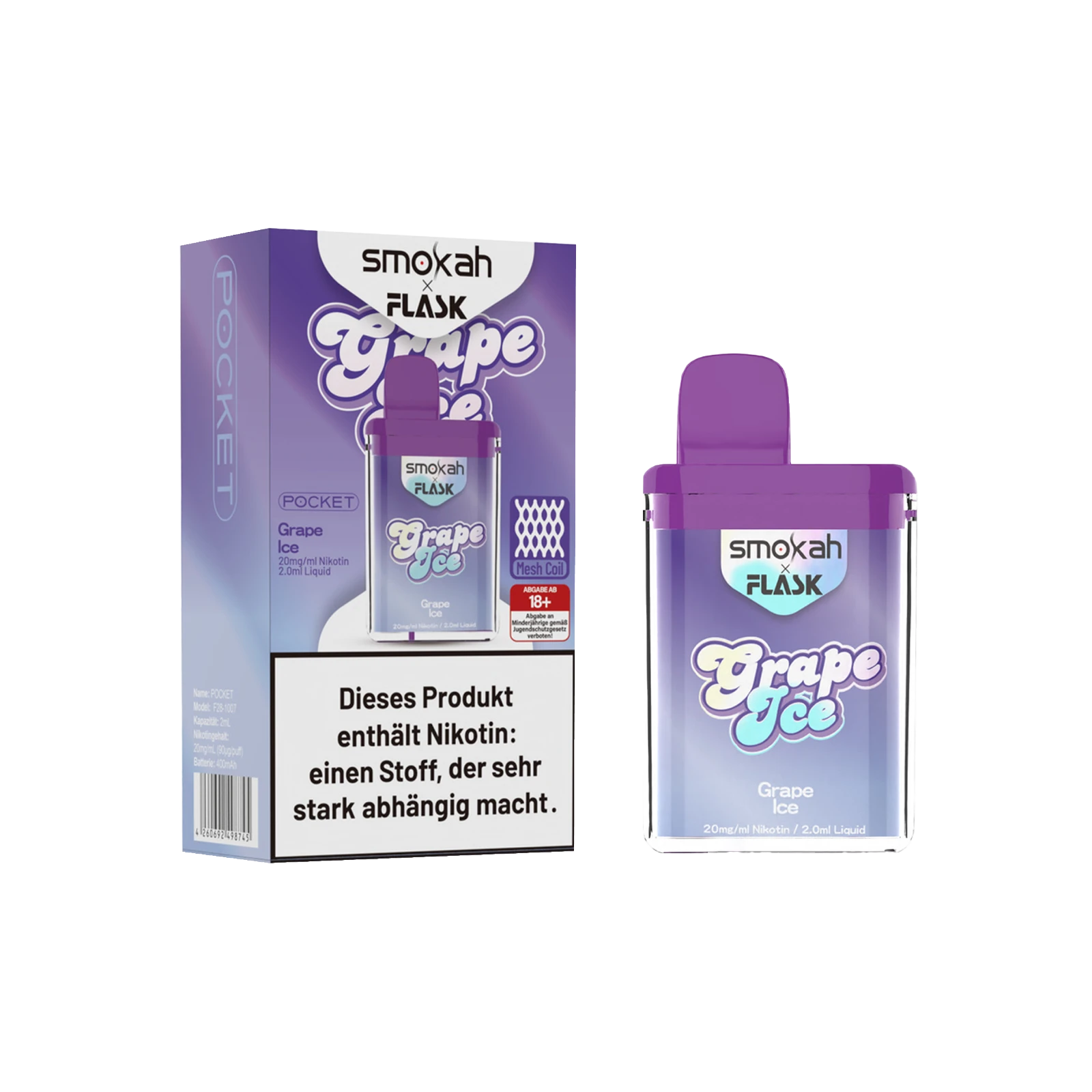 Smokah - Flask - Grape Ice - Vapestick | Alle neuen Sorten günstig online kaufen - Hookain E-Shisha Onlineshop 2
