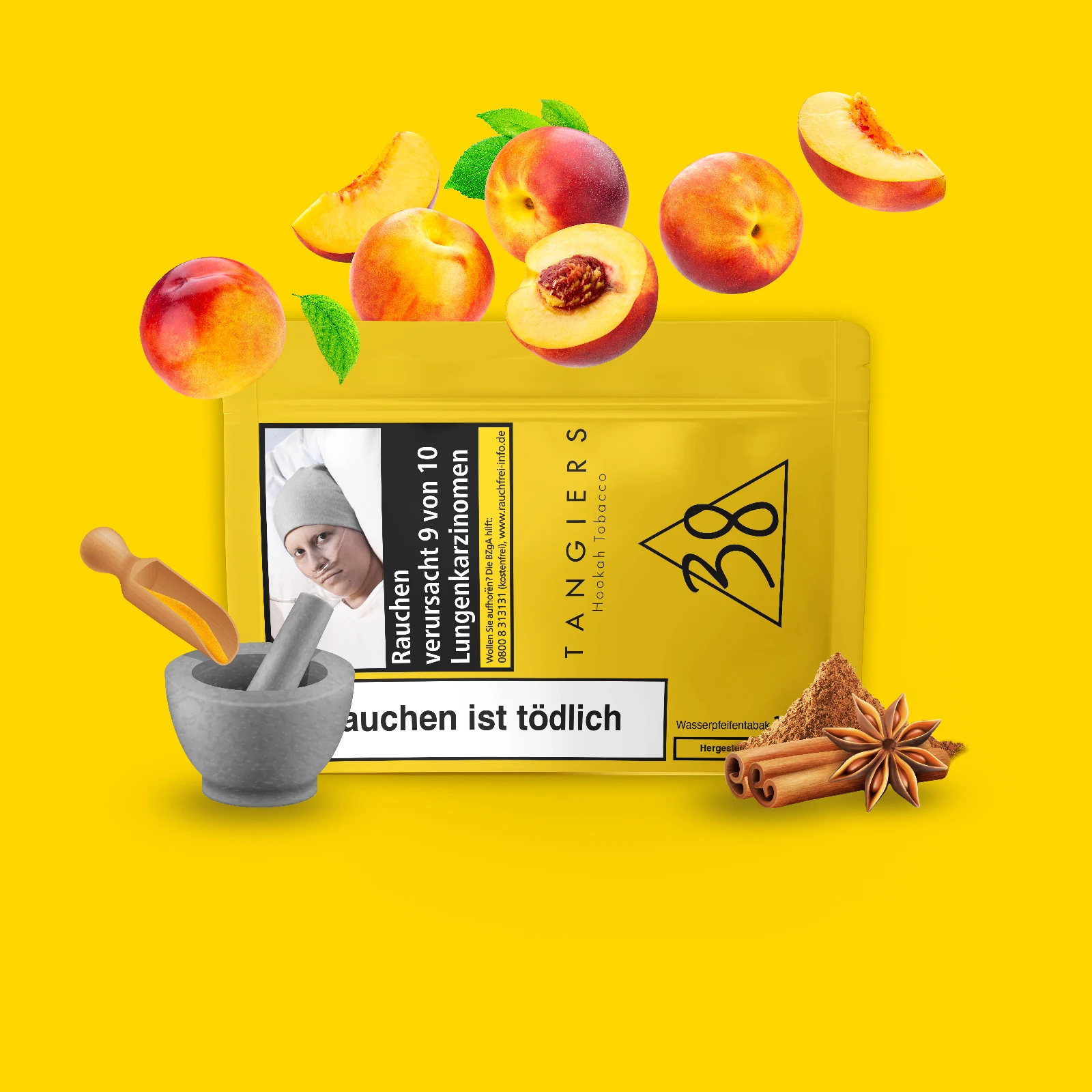 Tangiers 25 g Burley Shishatabak - Kashmir Peach - #38 - Handmade in USA - Alle Sorten schwarzer Tabak bestellen