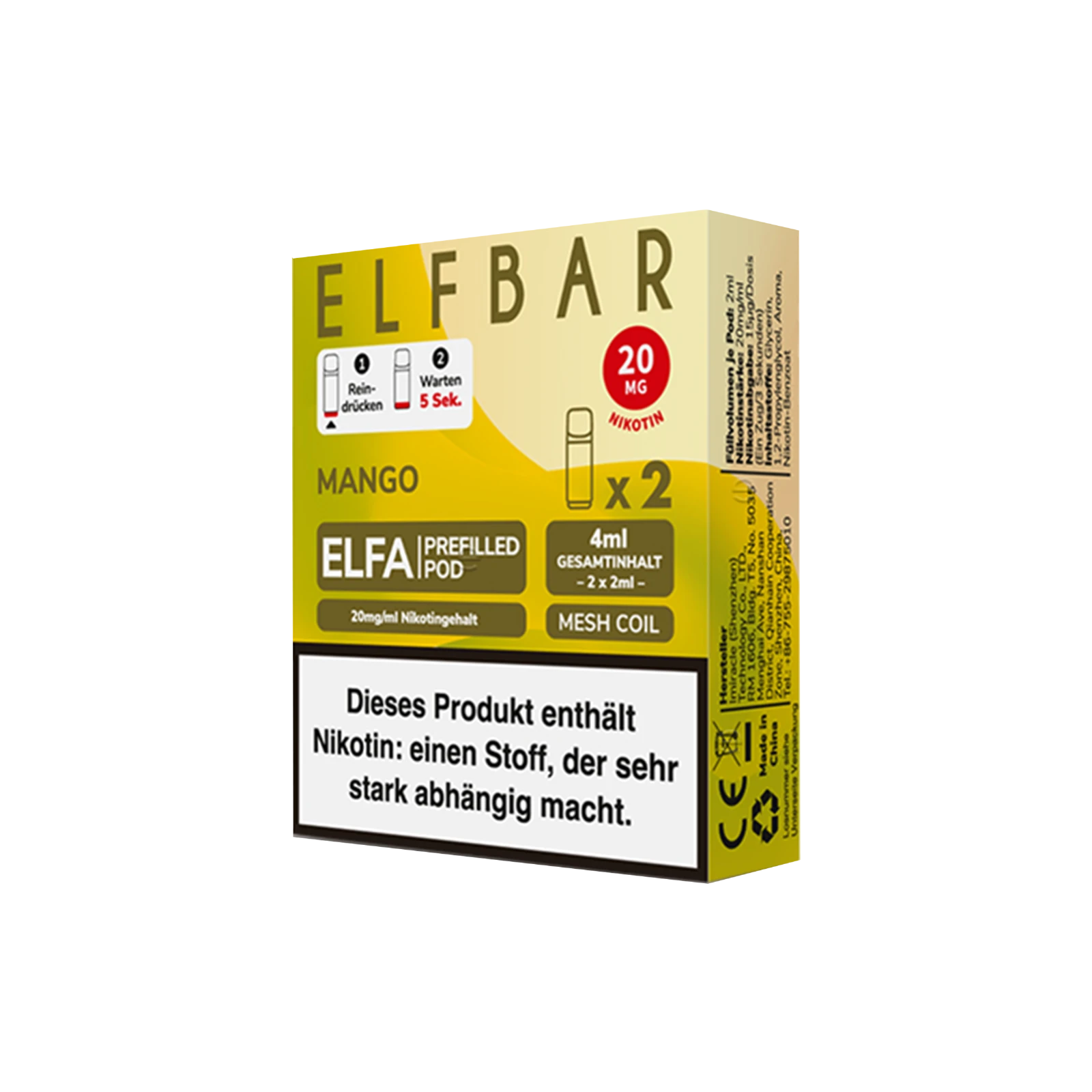 Elf Bar ELFA CP Prefilled Pod Mango | Neue Liquid Sorten1