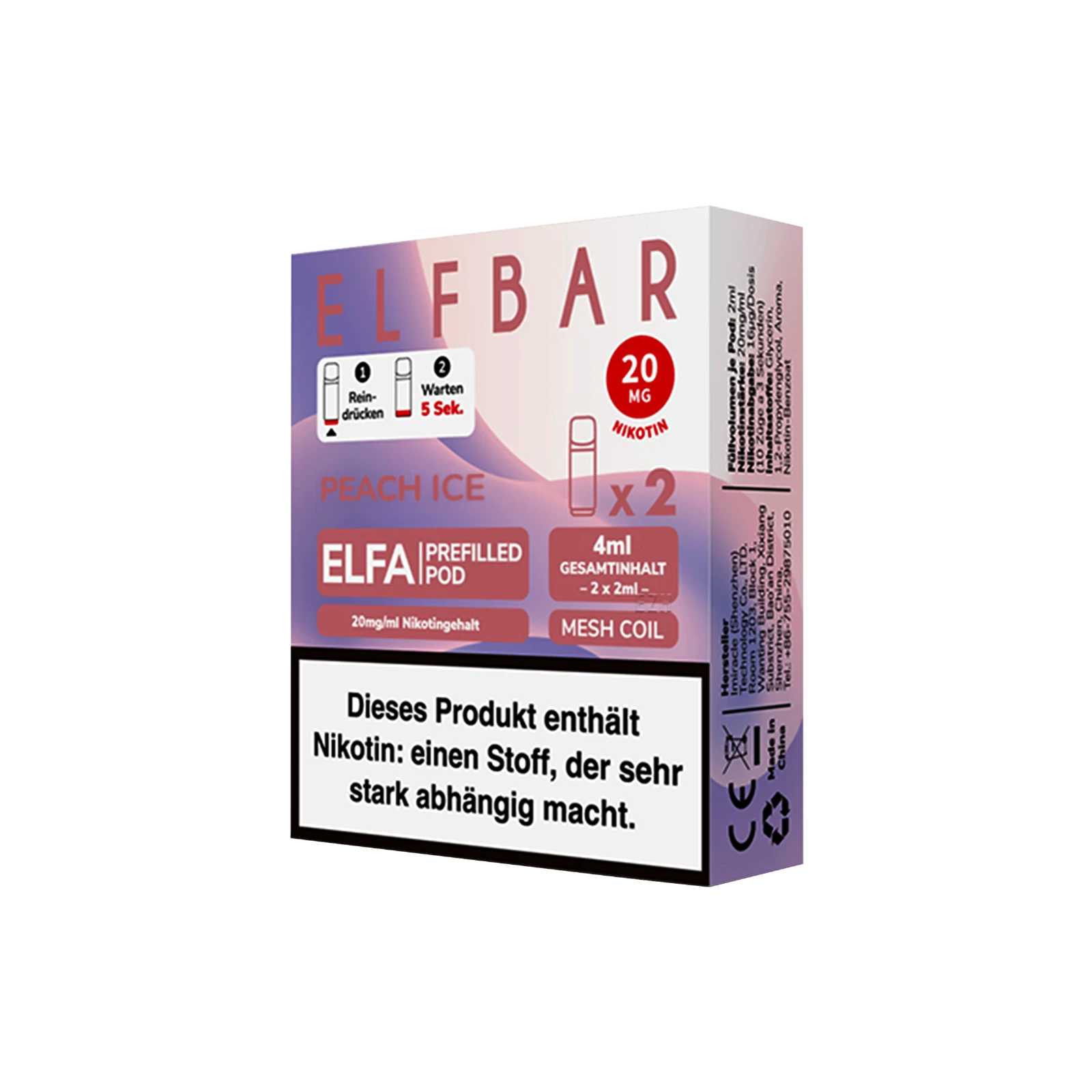 Elf Bar ELFA CP Prefilled Pod Peach Ice | Neue Liquid Sorten 1