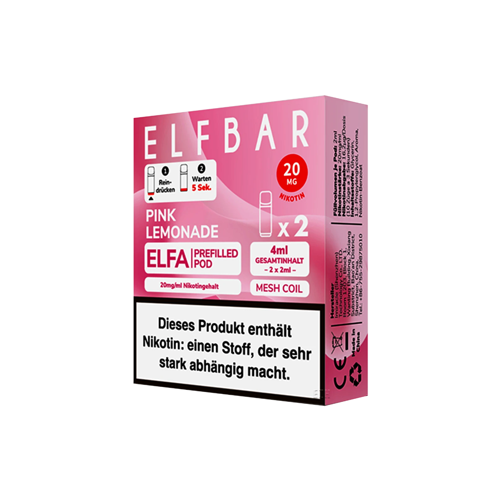Elf Bar ELFA CP Prefilled Pod Pink Lemonade | Neue Liquid Sorten
