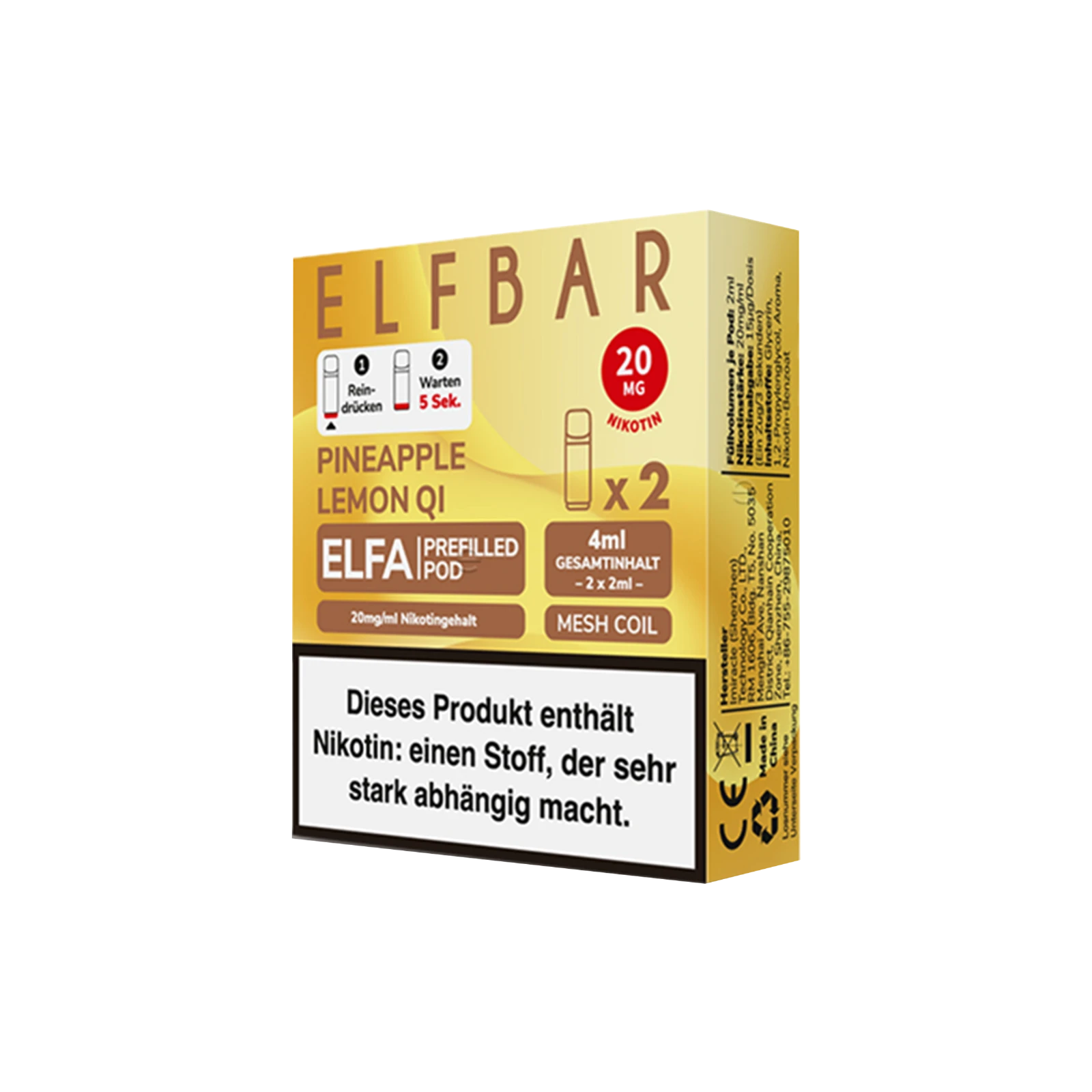 Elf Bar ELFA Prefilled Pod Pineapple Lemon QI | Neue Liquid Sorten1