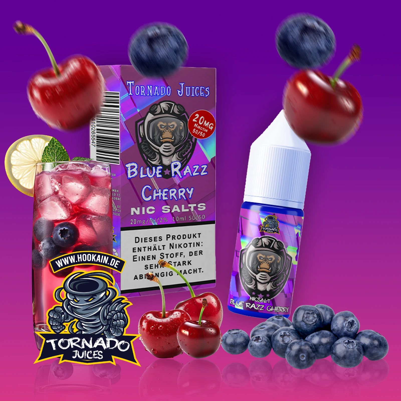 Tornado Juices Blue Razz Cherry Vape E-Liquid mit Nikotinsalz